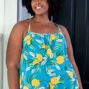 Printfresh cami tank top in turquoise lemon zest print